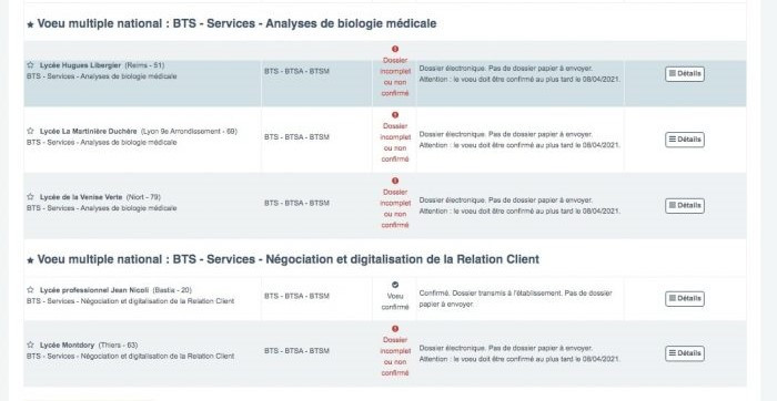 vœux multiples sur Parcoursup